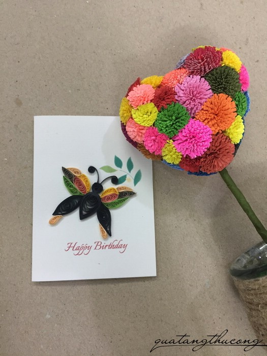 Thiệp bươm bướm quilling Happy birthday 7x9cm